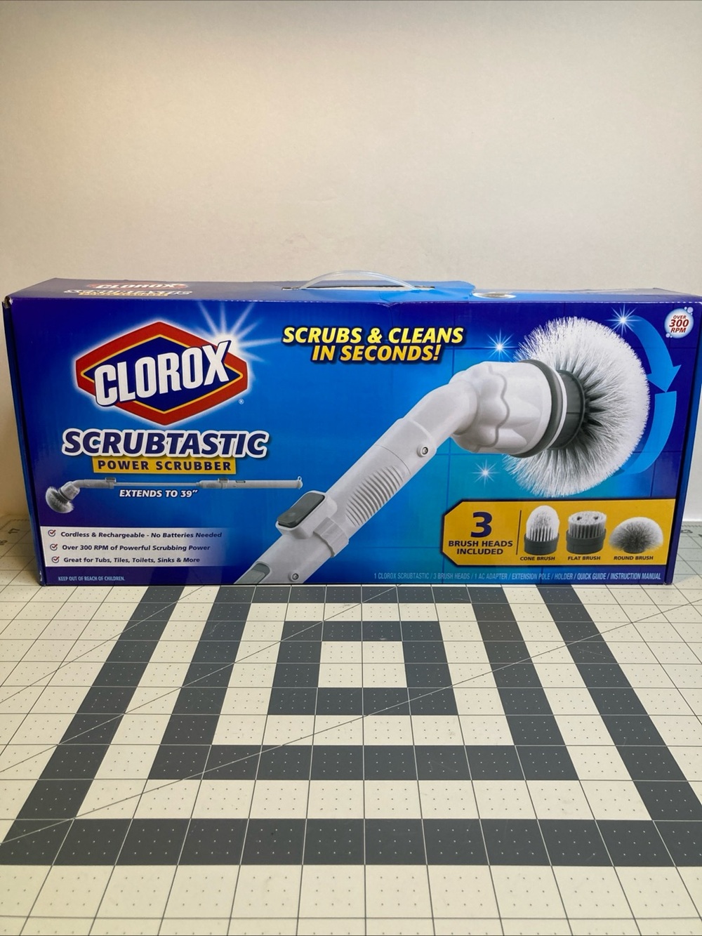 Clorox Scrubtastic Power Scrubber 3 Brush Heads Cordless & Rechargeable New
